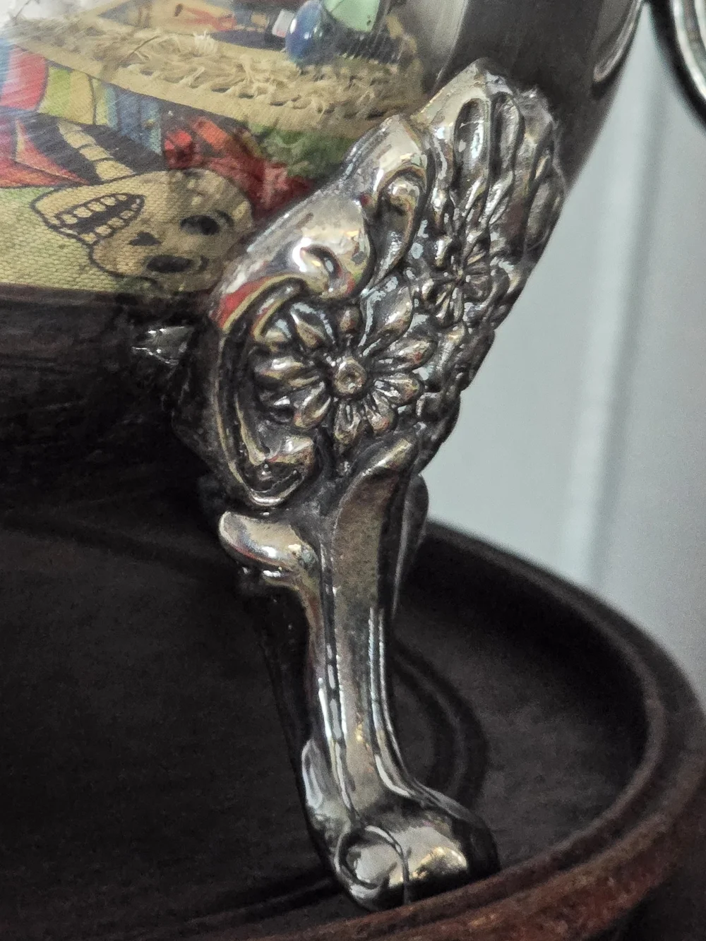 Vintage Silver Plated Coffee/Teapot - Ornate Raised Feet & Scroll Handle